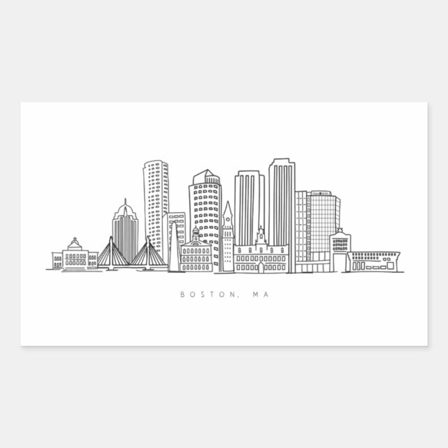 Minimalist Boston City Skyline Illustration Sticker (Front)