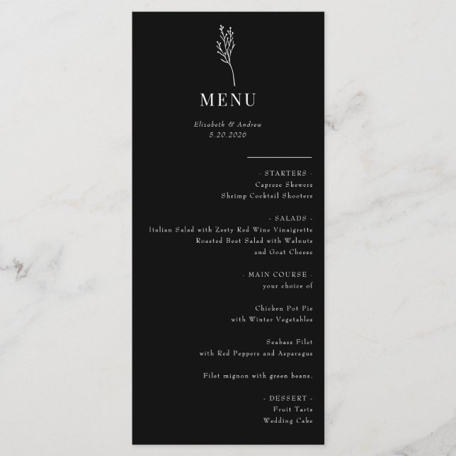 Minimalist Botanic Floral | Wedding Menu (Front)