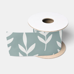 MINIMALIST BOTANIC GREEN WHITE LEAFY FOLIAGE  SATIN RIBBON