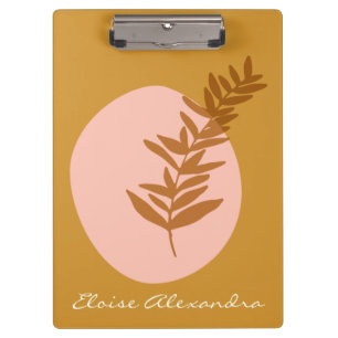 Minimalist Botanical Art in Yellow Personalized Clipboard