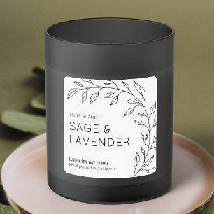 Minimalist Botanical Black & White Candle Label
