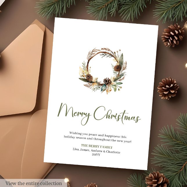 Minimalist Botanical Custom Christmas Greeting  Holiday Card (Minimalist Botanical Custom Christmas Greeting Card

)