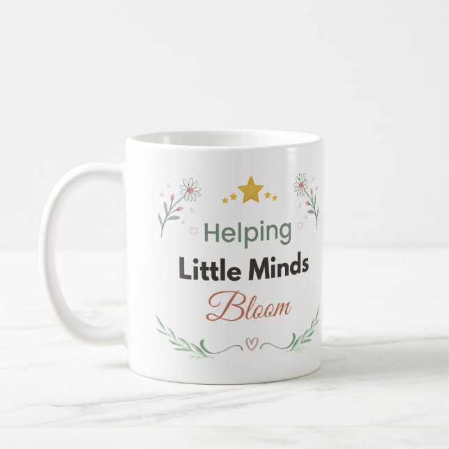 Minimalist Botanical Daisy Floral Design Coffee Mug (Left)