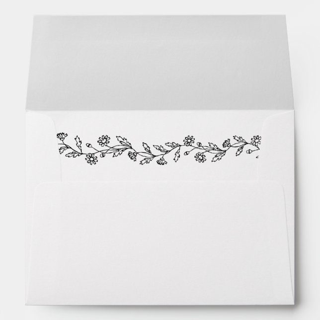 Minimalist Botanical  Daisy Line Art Envelope (Back (Bottom))