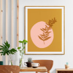 Minimalist Botanical Fall Art Mustard Yellow Pink Poster<br><div class="desc">This stylish wall art poster features a minimalist botanical illustration in a beautiful autumn shade of mustard yellow on an abstract shapes background in blush pink.</div>