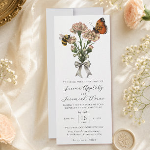 Minimalist Botanical Floral Bow Wedding Invitation