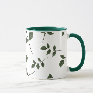 Minimalist Botanical Green Leaves Two-Tone Coffee  Mug