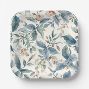 Minimalist Botanical Harmony – Soft Green & Beige Paper Plate