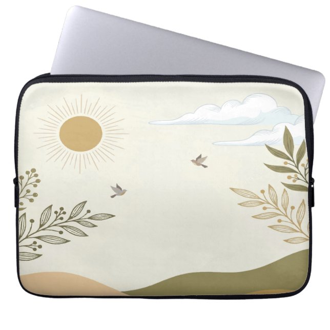 Minimalist Botanical Landscape Laptop Sleeve (Front)