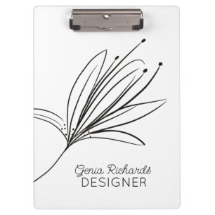 Minimalist Botanical Lily Flower Designer Clipboard