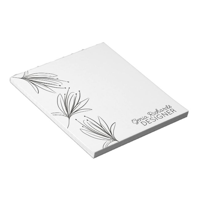 Minimalist Botanical Lily Flower Designer   Notepad (Angled)