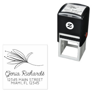 Minimalist Botanical Lily Flower Designer Self-inking Stamp
