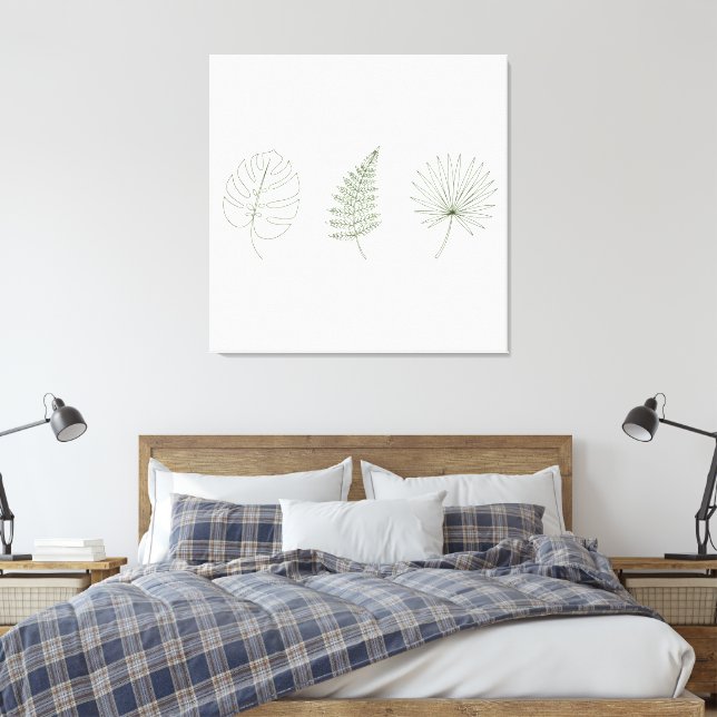 Minimalist Botanical Line Art Canvas Print  (Insitu(Bedroom))
