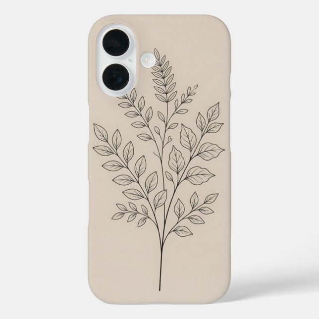 Minimalist Botanical Line Art iPhone 16 Case (Back)