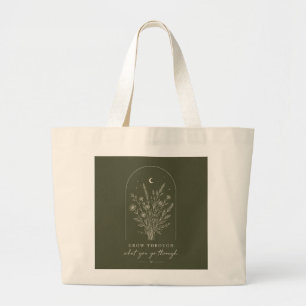 Minimalist Botanical Line Art Large Tote Bag