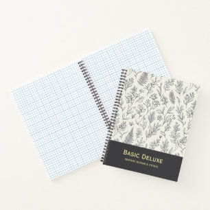 Minimalist Botanical Line Art Pattern Seamless Notebook