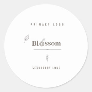 Minimalist Botanical Logo Luxury Boho Leaf Classic Round Sticker