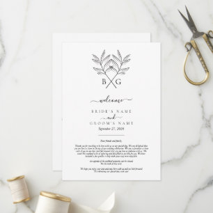 Minimalist Botanical Monogram Wedding Itinerary  Program