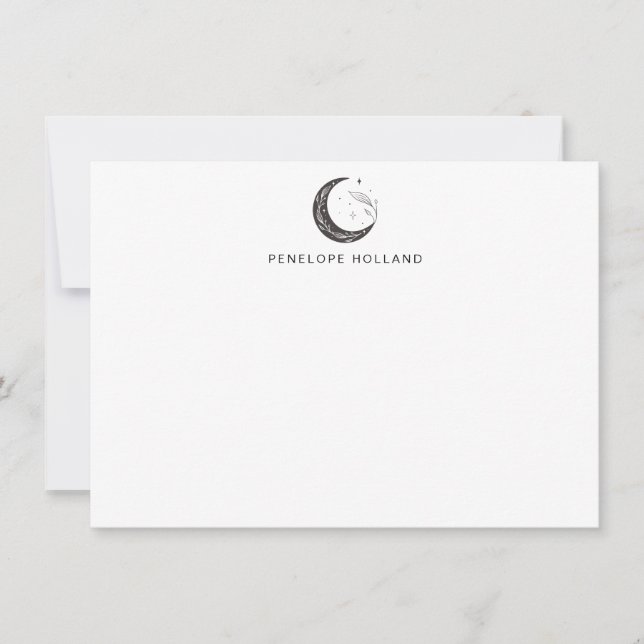 Minimalist Botanical Moon Drawing Personalized  Card (Front)