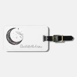 Minimalist Botanical Moon Personalized Contact  Luggage Tag