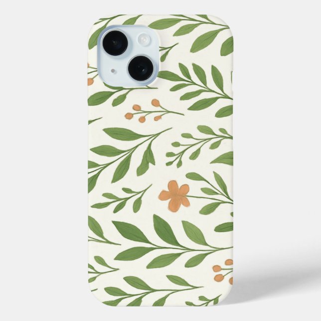 Minimalist Botanical Pattern with Green Leaves  Case-Mate iPhone Case (Back)