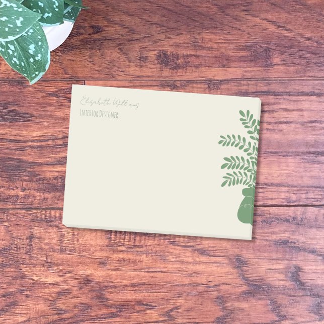 Minimalist Botanical Personalized Post-It Notes (Minimalist floral sticky notes with name and job title .)
