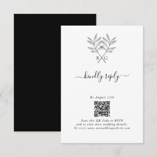 Minimalist Botanical Rustic Monogram Wedding Enclosure Card