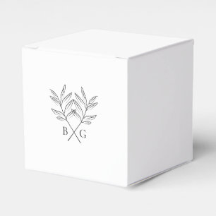 Minimalist Botanical Rustic Monogram Wedding Favor Box