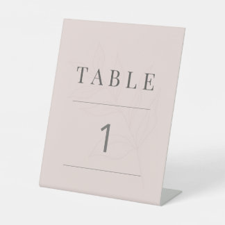 Minimalist Botanical Table Number | Warm Blush Pedestal Sign