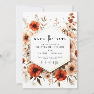 Minimalist Botanical Terracotta Wedding Save The Date