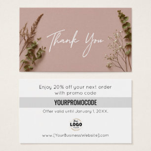Minimalist Botanical Thank You Discount Card