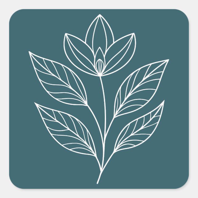 Minimalist Botanical Theme Square Sticker (Front)