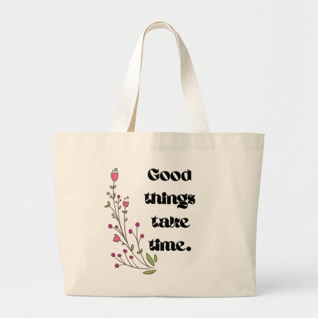 Minimalist Botanical Typography Tote Bag (Front)
