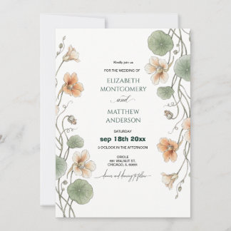 Minimalist Botanical Wedding Invitation Nasturtium