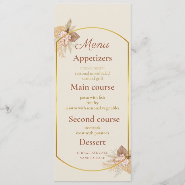 Minimalist Botanical Wedding Menu - Modern Rustic  (Front)