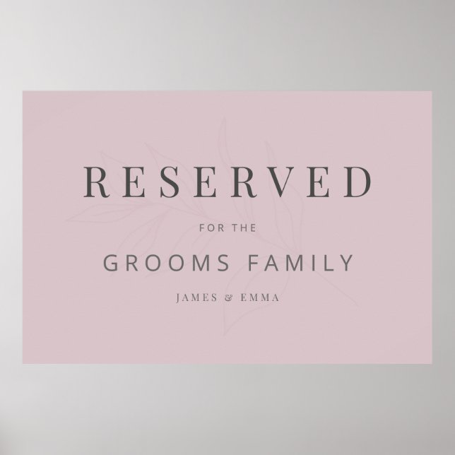 Minimalist Botanical Wedding Sign Dusky Rose (Front)