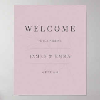 Minimalist Botanical Welcome Sign Dusky Rose
