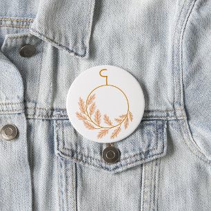 Minimalist Botanical Wreath Modern Neutral 3 Inch Round Button
