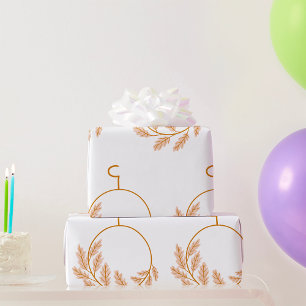 Minimalist Botanical Wreath Modern Neutral  Wrapping Paper