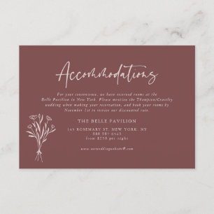 Minimalist Botanicals Mauve Wedding Accommodations Enclosure Card