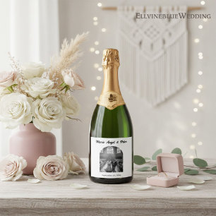 Minimalist Boutique Arch Photo Wedding Champagne Sparkling Wine Label