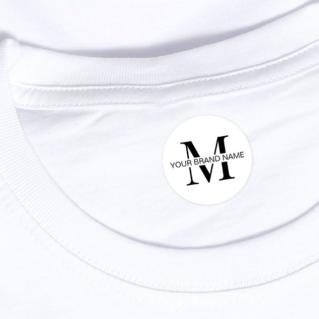 Minimalist Boutique Logo Waterproof Clothing (Minimalist black and white monogram clothing iron on labels)