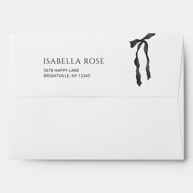 Minimalist Bow Modern Graduation Return Address Envelope (Back (Top Flap))