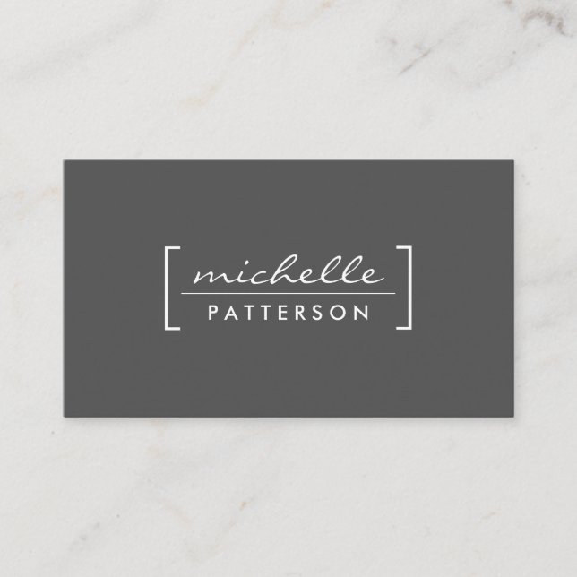 Minimalist / Bracket Embellished (Grey) Business Card (Front)