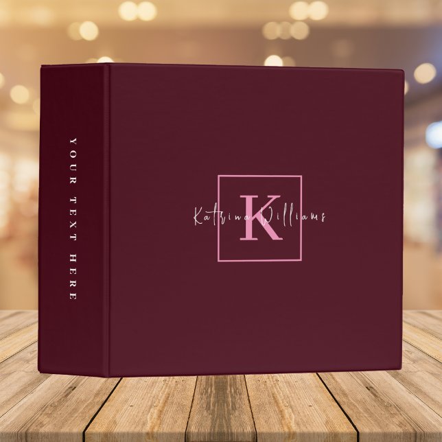 Minimalist Branding Logo Burgundy Pink Monogram Binder (Creator Uploaded)