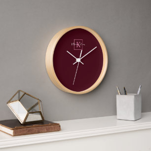 Minimalist Branding Logo Burgundy Pink Monogram Clock