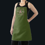 Minimalist Branding Logo Moss Green Pink Monogram Apron<br><div class="desc">Minimalist Branding Logo Moss Green Pink Monogram</div>