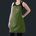 Minimalist Branding Logo Moss Green Pink Monogram Apron<br><div class="desc">Minimalist Branding Logo Moss Green Pink Monogram</div>