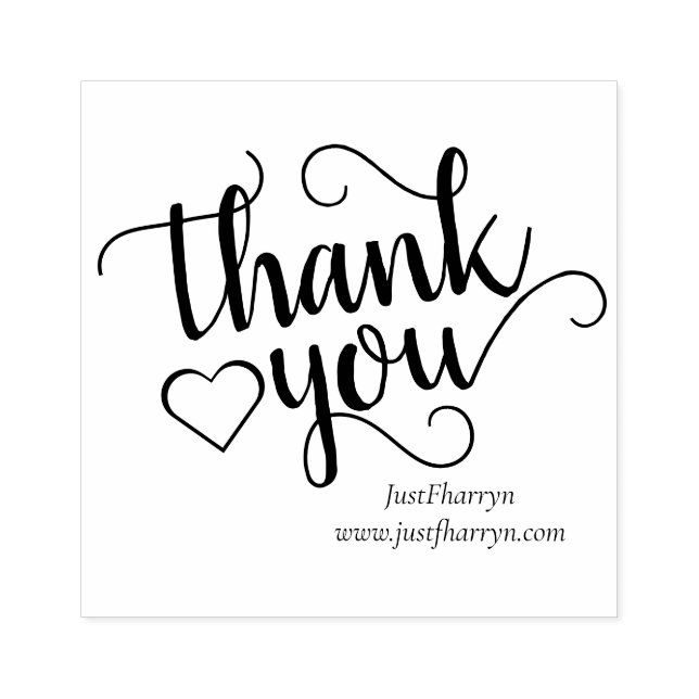 Minimalist Branding | Simple Black Heart Thank You Rubber Stamp (Imprint)