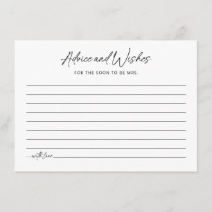 Minimalist Bridal Shower Advice Card